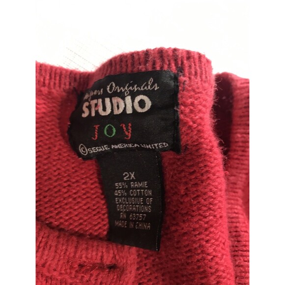 Designers Studio Originals Christmas Cardigan Sweater 2X Embroidered - Picture 4 of 7